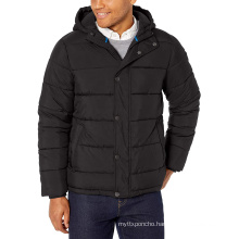 Classic Men's Hooded Jacket Quilted Down Jacket Black Warm Winter Jacket